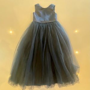 JJs House- A-line Scoop Floor-Length Satin/Tulle Flower Girl Dress- Size 6